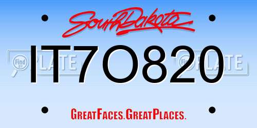 IT7O820 South Dakota License Plate