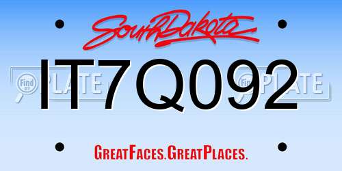 IT7Q092 South Dakota License Plate