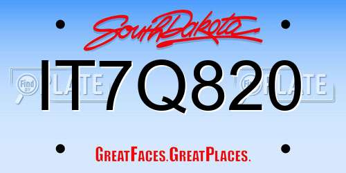 IT7Q820 South Dakota License Plate