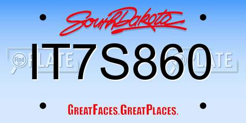 IT7S860 South Dakota License Plate
