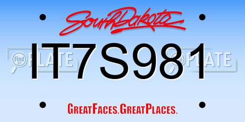 IT7S981 South Dakota License Plate