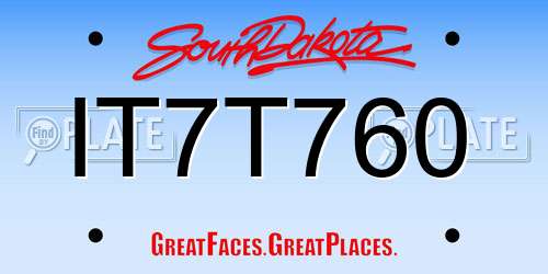 IT7T760 South Dakota License Plate