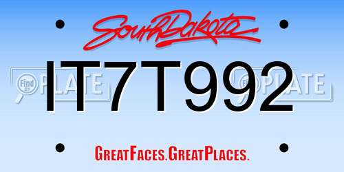 IT7T992 South Dakota License Plate