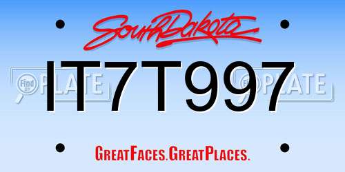 IT7T997 South Dakota License Plate