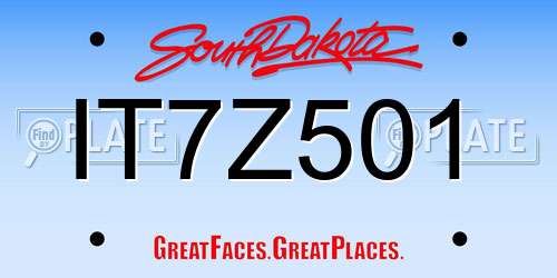 IT7Z501 South Dakota License Plate