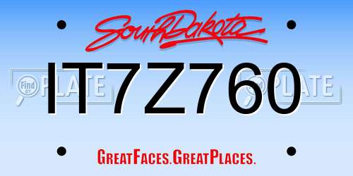 IT7Z760 South Dakota License Plate
