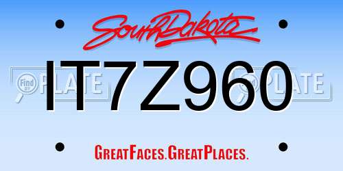 IT7Z960 South Dakota License Plate