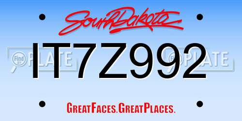 IT7Z992 South Dakota License Plate