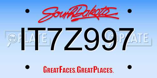 IT7Z997 South Dakota License Plate