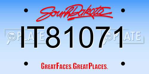 IT81071 South Dakota License Plate