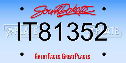 IT81352 South Dakota License Plate