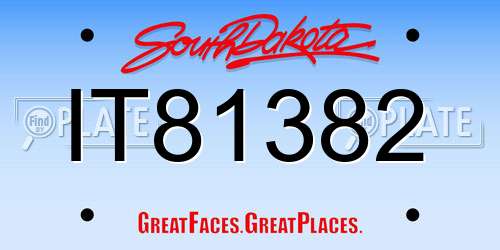 IT81382 South Dakota License Plate
