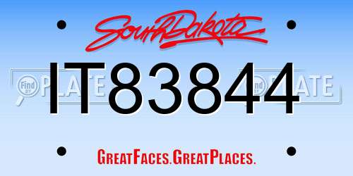 IT83844 South Dakota License Plate