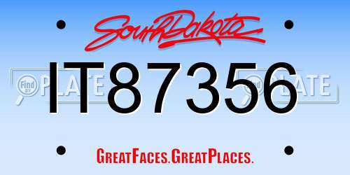 IT87356 South Dakota License Plate