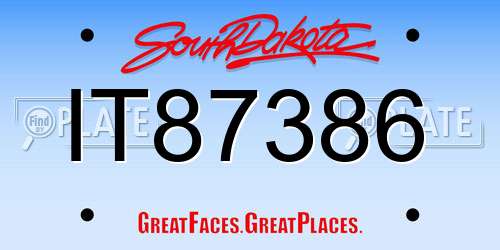 IT87386 South Dakota License Plate