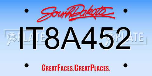 IT8A452 South Dakota License Plate
