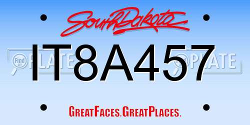 IT8A457 South Dakota License Plate