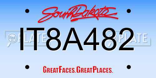 IT8A482 South Dakota License Plate