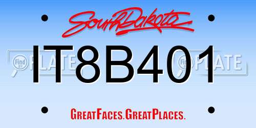 IT8B401 South Dakota License Plate