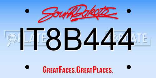 IT8B444 South Dakota License Plate