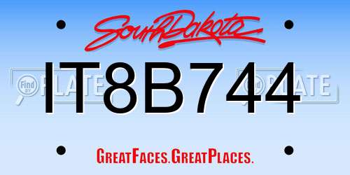 IT8B744 South Dakota License Plate