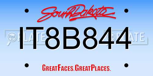 IT8B844 South Dakota License Plate