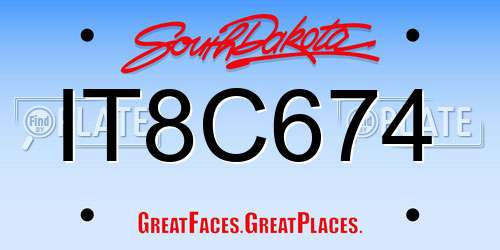 IT8C674 South Dakota License Plate