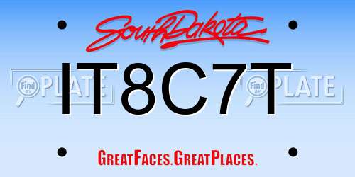 IT8C7T South Dakota License Plate