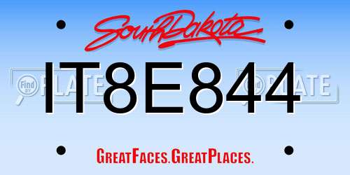 IT8E844 South Dakota License Plate