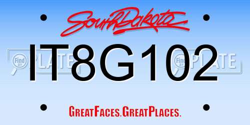 IT8G102 South Dakota License Plate