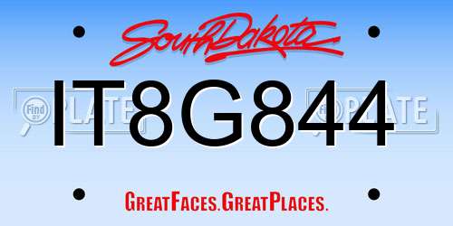 IT8G844 South Dakota License Plate