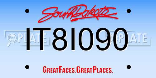 IT8I090 South Dakota License Plate