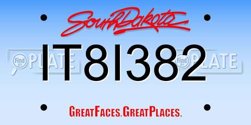 IT8I382 South Dakota License Plate