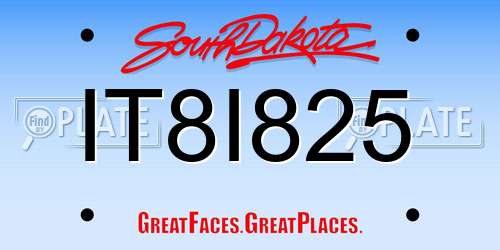 IT8I825 South Dakota License Plate