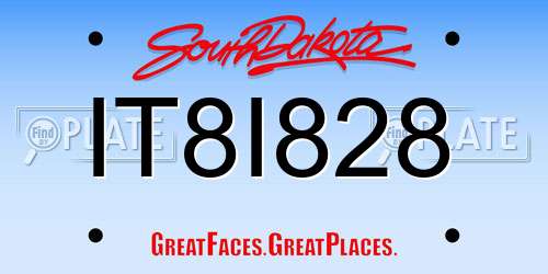 IT8I828 South Dakota License Plate