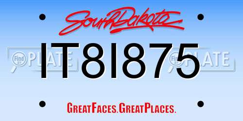 IT8I875 South Dakota License Plate