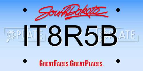 IT8R5B South Dakota License Plate