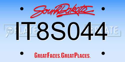 IT8S044 South Dakota License Plate