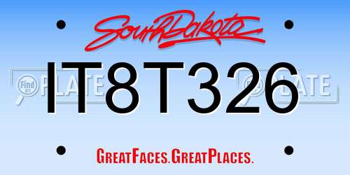 IT8T326 South Dakota License Plate
