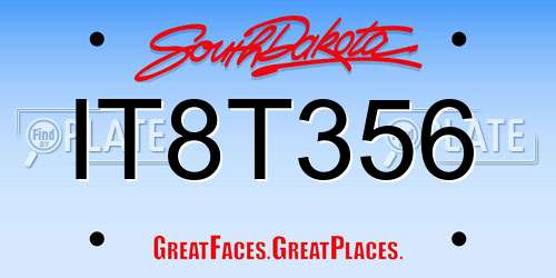 IT8T356 South Dakota License Plate