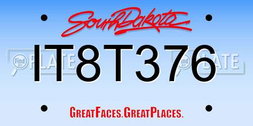 IT8T376 South Dakota License Plate