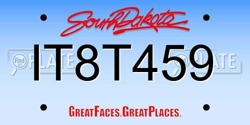 IT8T459 South Dakota License Plate