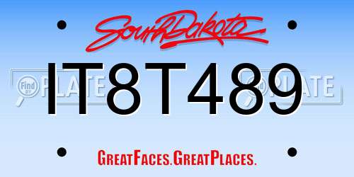 IT8T489 South Dakota License Plate