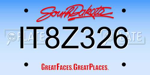 IT8Z326 South Dakota License Plate