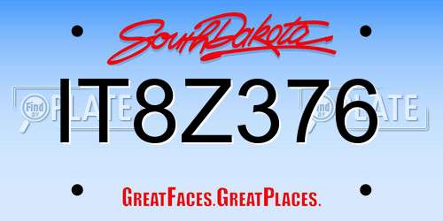 IT8Z376 South Dakota License Plate