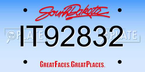 IT92832 South Dakota License Plate