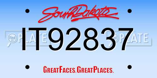IT92837 South Dakota License Plate