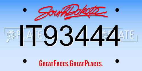 IT93444 South Dakota License Plate