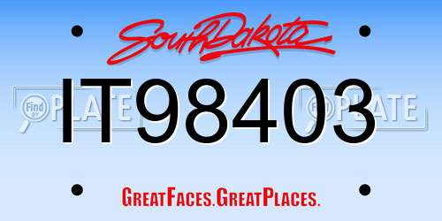 IT98403 South Dakota License Plate