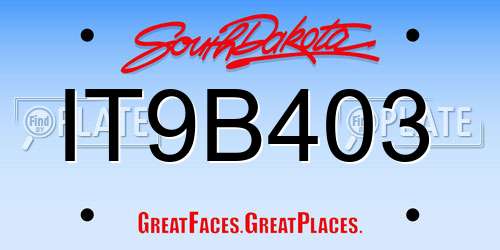 IT9B403 South Dakota License Plate